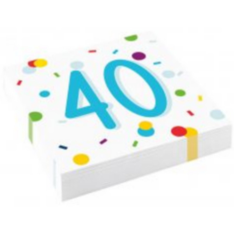 20 Serviettes en papier anniversaire 40 ans pour fêtes et anniversaires