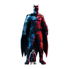 Figurine en carton The Batman Costume Rouge et Bleu Robert Pattinson Film 2022 - Hauteur 195 cm