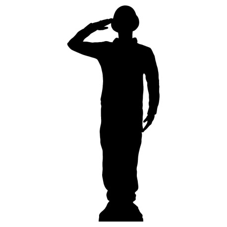 Figurine en carton Soldat qui fait le salut militaire style 2ème Guerre mondiale (silhouette - ombre) - 175 cm