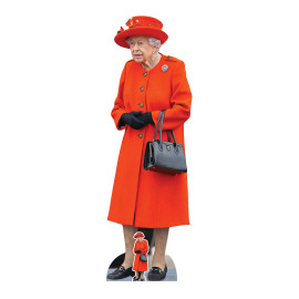 Figurine en carton reine Elizabeth Manteau orange 163 cm