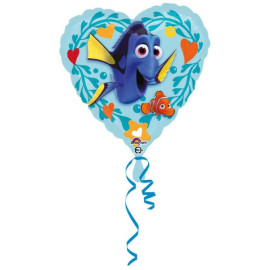 Ballon en aluminium Disney Nemo et Dory en forme de cœur - 43 cm