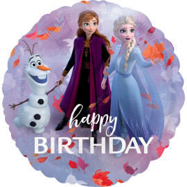 Ballon en aluminium Disney La Reine des Neiges forme ronde Happy Birthday - 43 cm