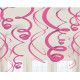 Ensemble de guirlandes en spirales Rose Vif- 12 pièces - 55 cm
