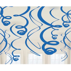 Ensemble de Guirlandes en spirales Bleu Royal- 12 pièces - 55 cm