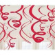 Ensemble de guirlandes en spirale Rouge - 12 pièces - 55 cm