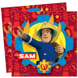 Lot de 20 Serviettes en papier - Sam le Pompier - 33 x 33 cm