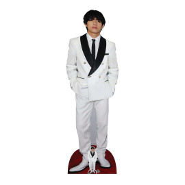 Figurine en carton taille réelle Kim Tae-hyung en veste blanche - Bangtan Boys BTS - 180cm