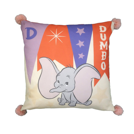 Coussin carré avec pompom - Disney Dumbo - 45x45 cm