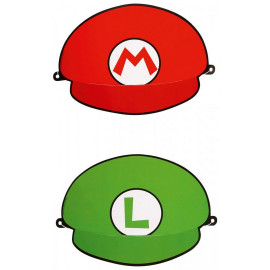 Lot de 8 Chapeaux de fête en carton anniversaire Super Mario