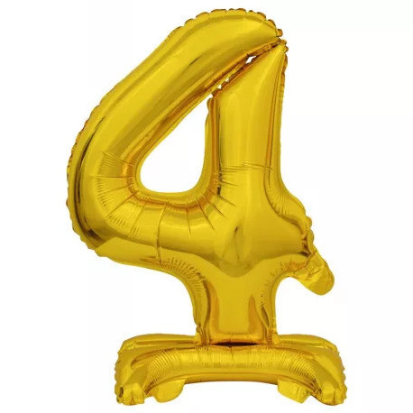Ballon chiffre couleur or - Numéro 4 - 38 cm