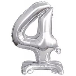 Mini Ballon Argent en aluminium - Numéro 4 - 38 cm