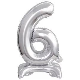 Mini Ballon Argent en aluminium - Numéro 6 - 38 cm