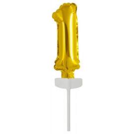 Ballon en feuille d'Or en aluminium pour Gâteau - Numéro 1 - 13 cm
