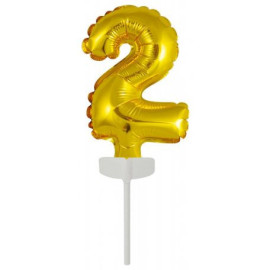 Ballon en feuille d'Or en aluminium pour Gâteau - Numéro 2 - 13 cm