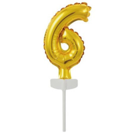 Ballon en feuille d'Or en aluminium pour Gâteau - Numéro 6 - 13 cm