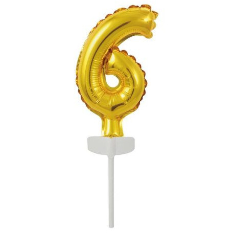 Ballon en feuille d'Or en aluminium pour Gâteau - Numéro 6 - 13 cm