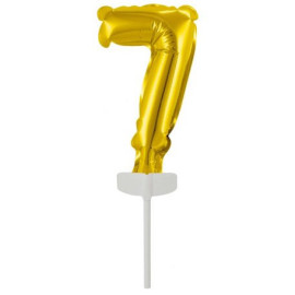 Ballon en feuille d'Or en aluminium pour Gâteau - Numéro 7 - 13 cm