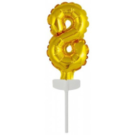 Ballon en feuille d'Or en aluminium pour Gâteau - Numéro 8 - 13 cm