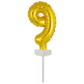 Ballon en feuille d'Or en aluminium pour Gâteau - Numéro 9 - 13 cm