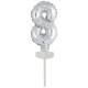 Ballon en Argent en aluminium pour Gâteau - Numéro 8 - 13 cm