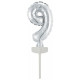 Ballon en Argent en aluminium pour Gâteau - Numéro 9 - 13 cm