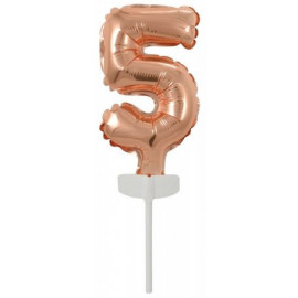 Ballon Rose en aluminium pour Gâteau - Numéro 5 - 13 cm