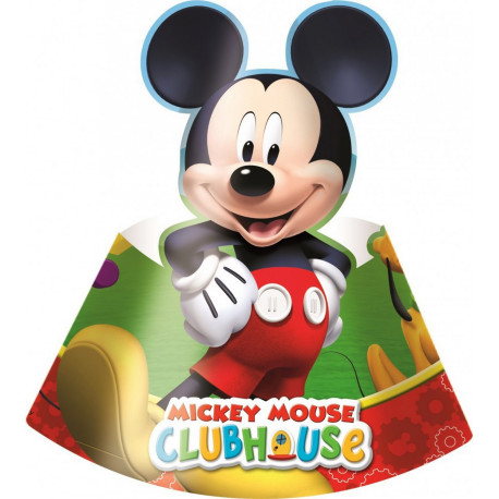 Lot de 6 Chapeaux de fête Disney Mickey "Playful" en papier - Fête d'anniversaire