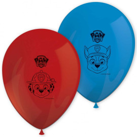 Lot de 8 Ballons Rouge et Bleu Pat'Patrouille - Fête d'Anniversaire - 28 cm
