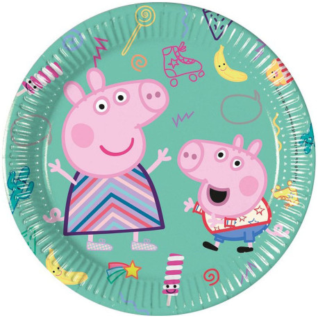 Assiettes en carton Peppa Pig "Jeu Désordonné" - 8 pièces - 20 cm
