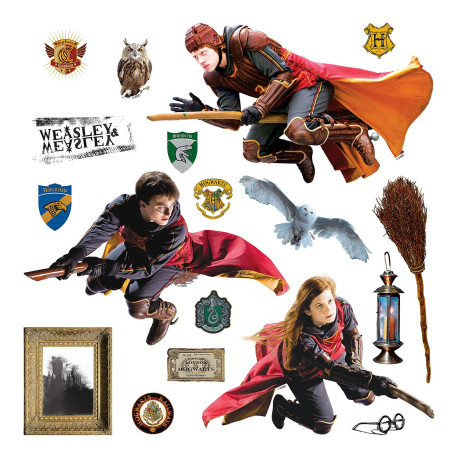 Sticker Harry Potter sur son balais - 1 planche 30 x 30 cm