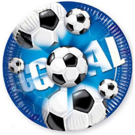 Assiettes en carton Bleue Ballon de Football "Goal" - Fête d'Anniversaire - 10 pièces - 19.5 cm