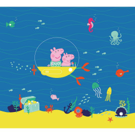 Papier peint Peppa pig avec sa famille dans l'eau 300 x 270 cm