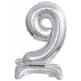 Mini Ballon Argent en aluminium - Numéro 9 - 38 cm