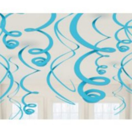 Ensemble de guirlandes en spirales Bleues Caraibes - 12 pièces - 55 cm