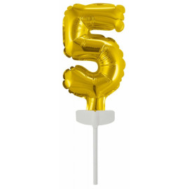 Ballon en feuille d'Or en aluminium pour Gâteau - Numéro 5 - 13 cm