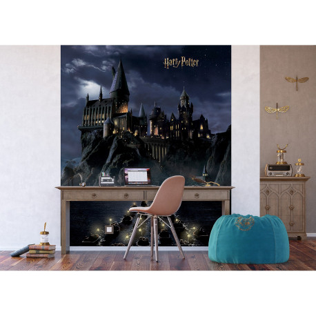 Papier peint Harry Potter Poudlard dans la nuit 225 x 270 cm