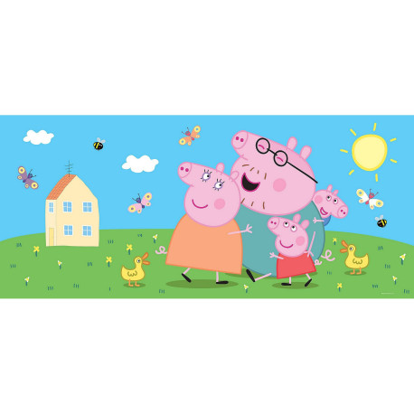 Poster géant horizontal Peppa pig avec sa famille 170 x 75 CM