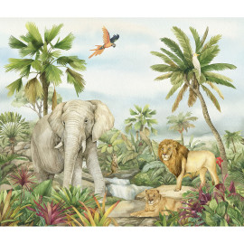 Rideaux les animaux de la jungle en couleurs - 2 pièces - L180 cm x H 160cm