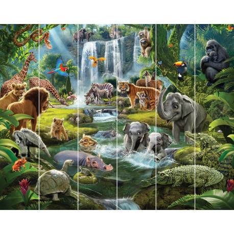 Poster Chambre d'enfant Animaux de la jungle Ensemble 4 Garçon