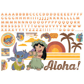 Sticker Mural Géant Lilo et Stitch avec lettres de l'alphabet pour personnaliser