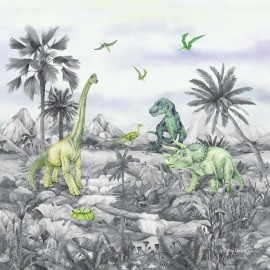 Coussin - dinosaures noir et blanc - 40 cm x 40 cm