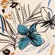 Coussin - fleurs bleues et fougère sur fond beige - 45 cm x 45 cm