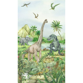 Voilage Dinosaures en couleur - 1 pièce - L 140 cm x H 245 cm