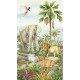 Voilage Animaux de la jungle - Éléphant, lion, perroquet en couleur - 1 pièce - L 140 cm x H 245 cm détail avant