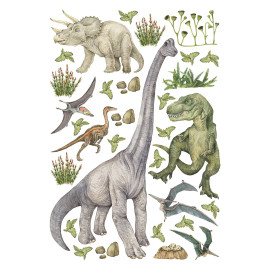 Stickers dinosaure dans la foret - 1 planche 42,5 x 65 cm