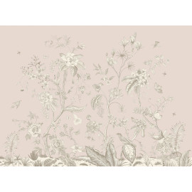 Poster intissé - fleurs blanches sur fond rose - 155 x 110 cm