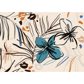 Poster intissé - fleurs bleues et fougère - 155 x 110 cm