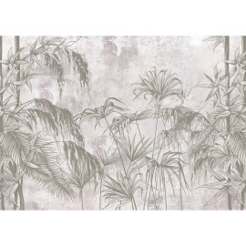 Poster intissé jungle en noir et blanc - 155 x 110 cm