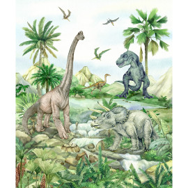 Papier peint dinosaures en couleurs 225 x 270 cm