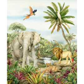Papier peint Animaux de le jungle en couleurs 225 x 270 cm